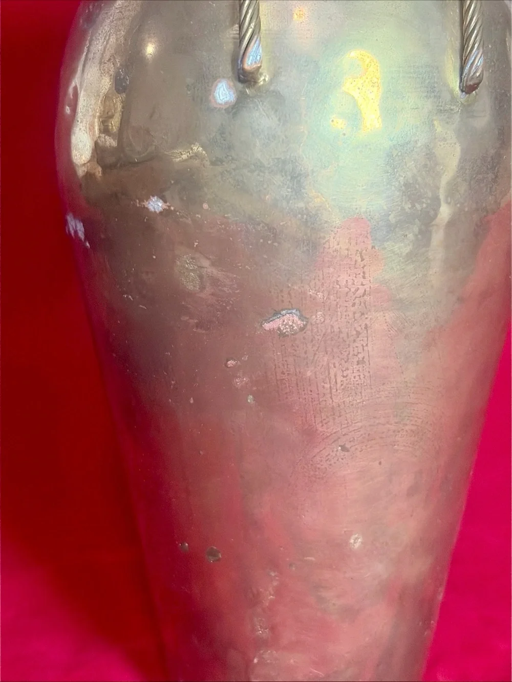 VTG Hammered Brass Vase Rope Twist Accent Wavy Rim Handmade 9
